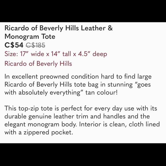 Ricardo of Beverly Hills Leather & Monogram Tote - Picture 10 of 10
